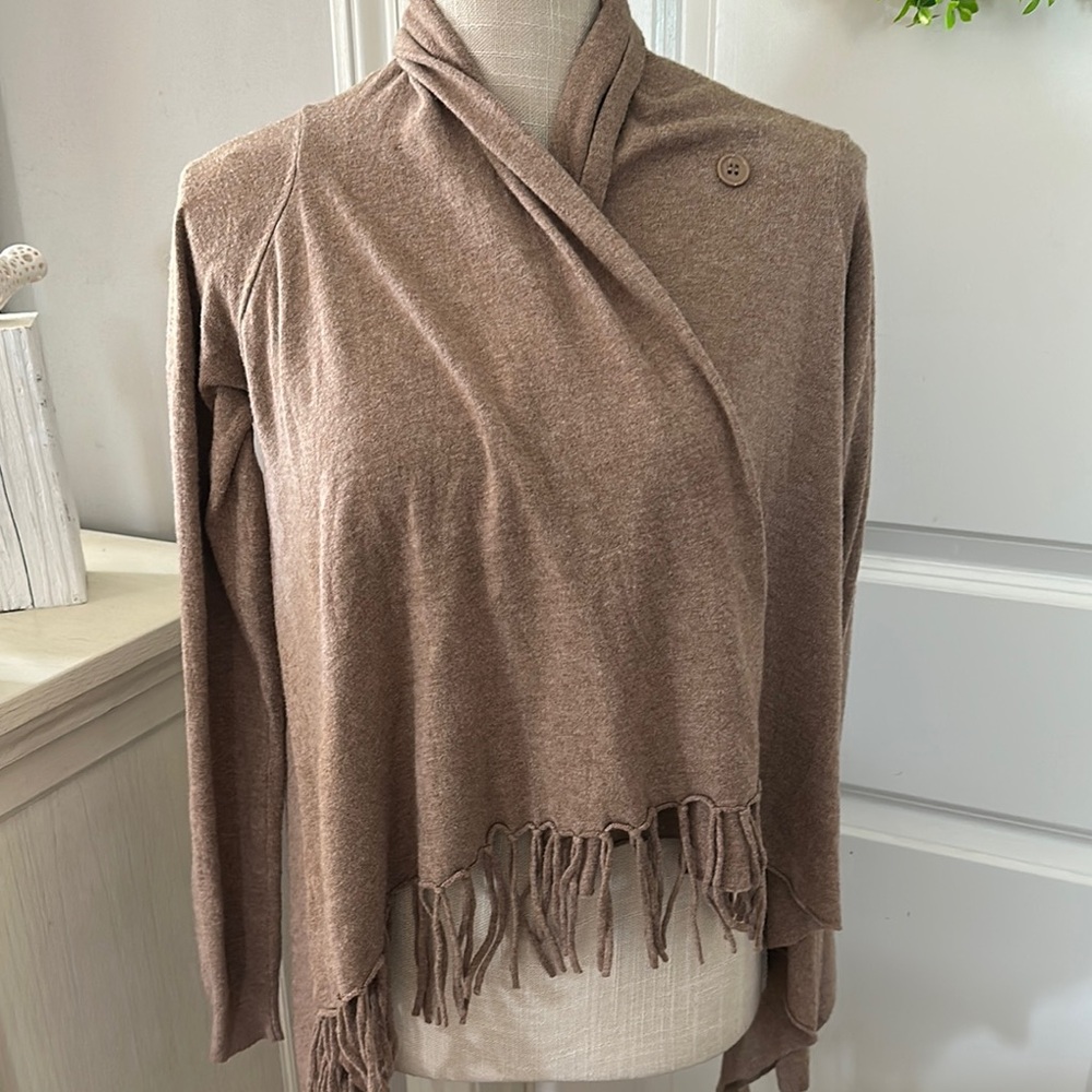 love stitch Size Small Fringed Tan Sweater